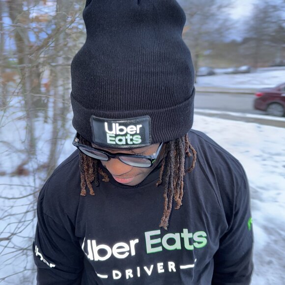 UberEats Reflective Hooded Sweatshirt Hoodie - Delivery Driver (Black) - Picture 15 of 17